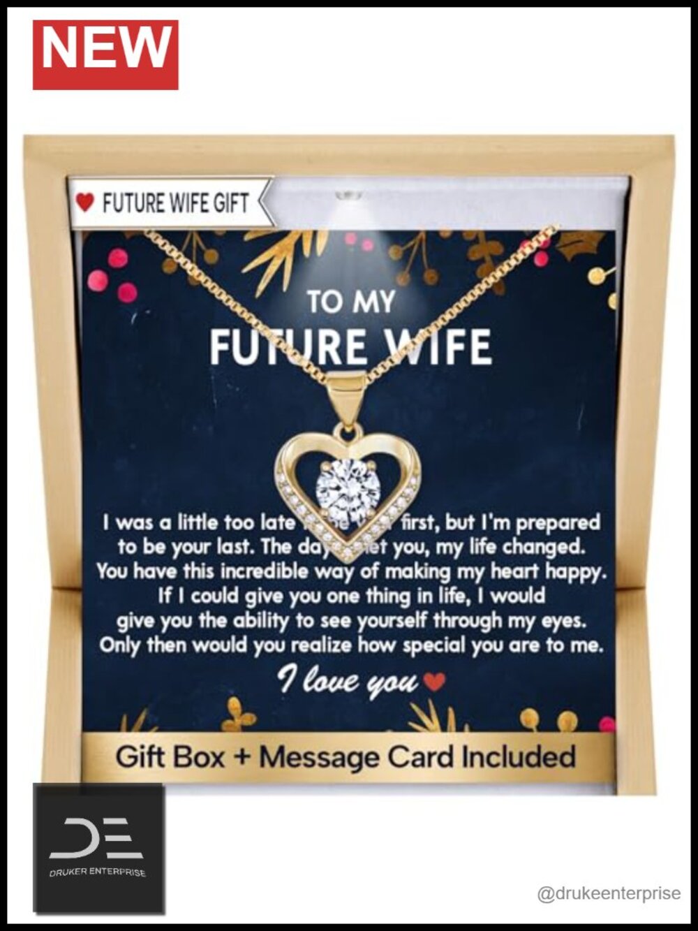 To My Future Wife Promise Necklace Pendant Stainless Steel Gift Box